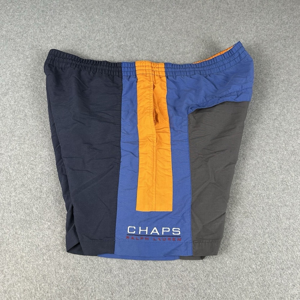 Vintage 90s Chaps Ralph Lauren Swim Trunks XL Color Block Spell Out Mesh
